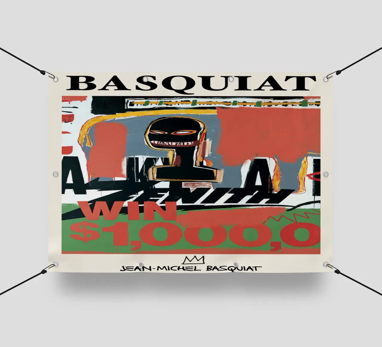 Basquiat "Zenith (Vincere 1000 dollari)" Icona neo-espressionista in grassetto telo in pvc da NorwesClub
