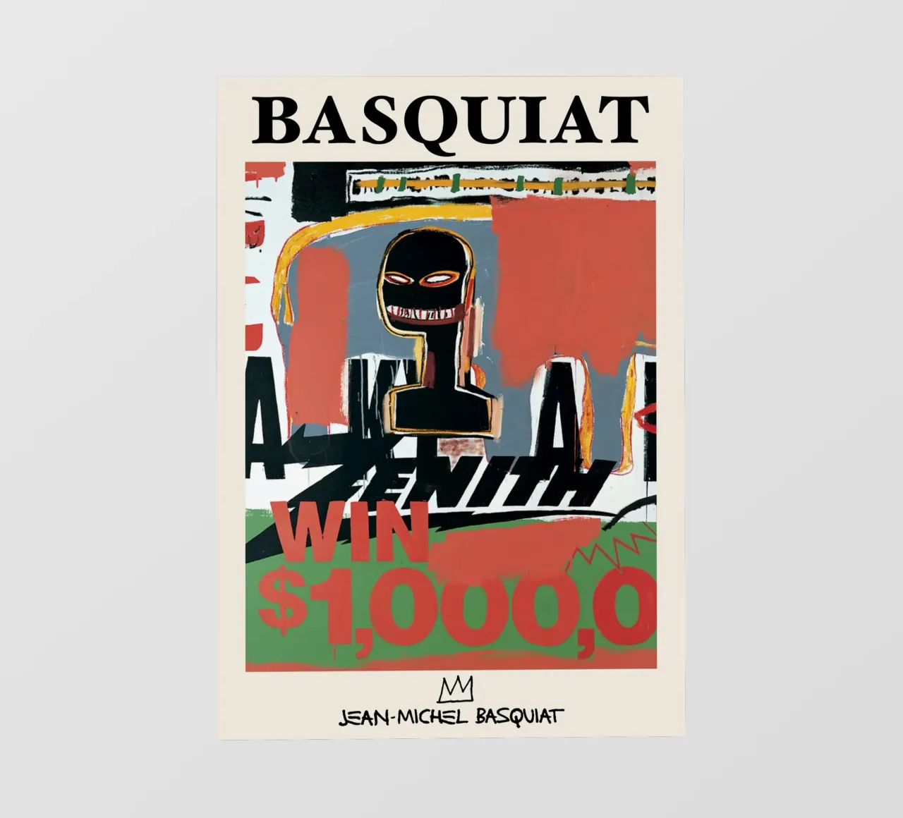 Basquiat "Zenith (Vincere 1000 dollari)" Icona neo-espressionista in grassetto telo in pvc da NorwesClub