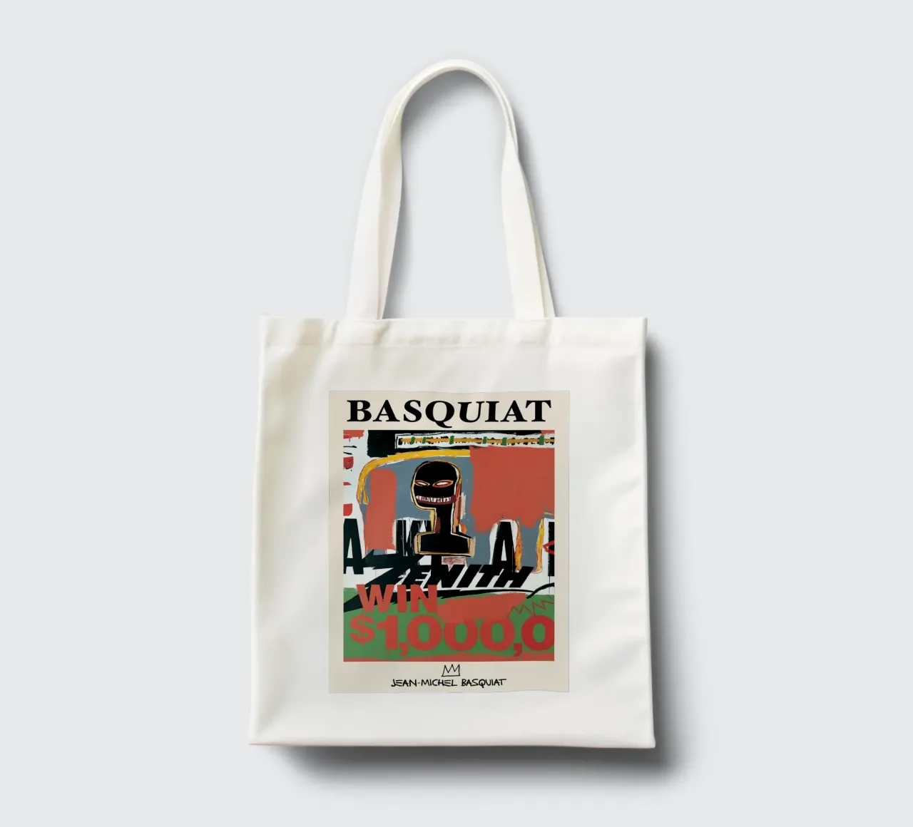 Basquiat "Zenith (Vincere 1000 dollari)" Icona neo-espressionista in grassetto borsa in juta da NorwesClub