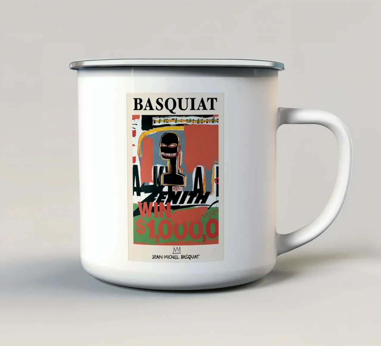 Basquiat "Zenith (Vincere 1000 dollari)" Icona neo-espressionista in grassetto tazza in smalto da NorwesClub