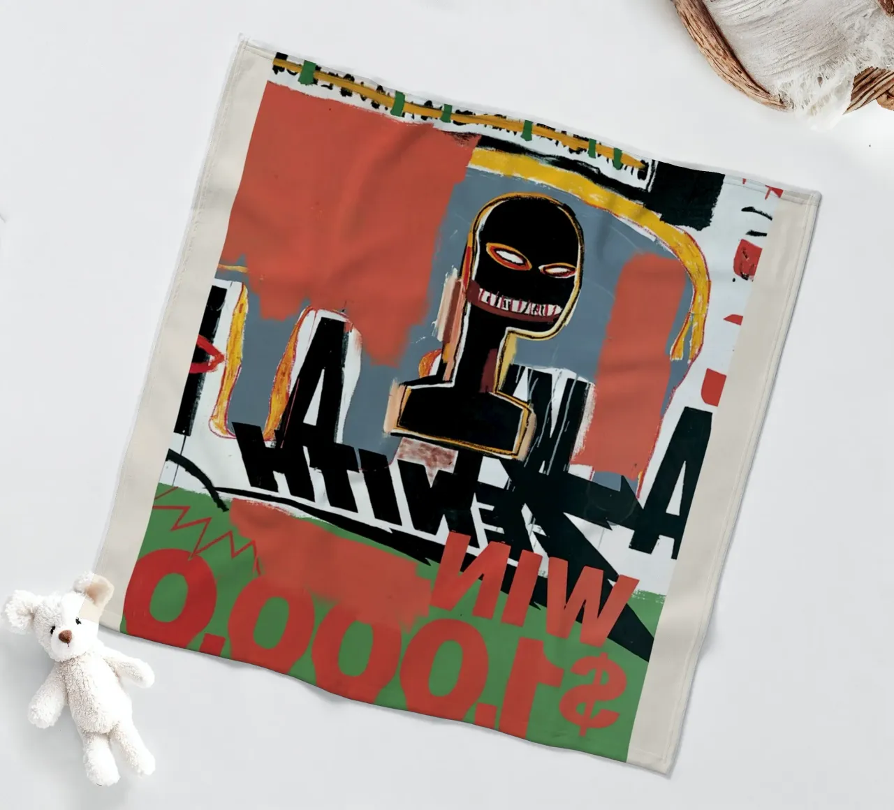 Basquiat "Zenith (Vincere 1000 dollari)" Icona neo-espressionista in grassetto coperta in pile da NorwesClub