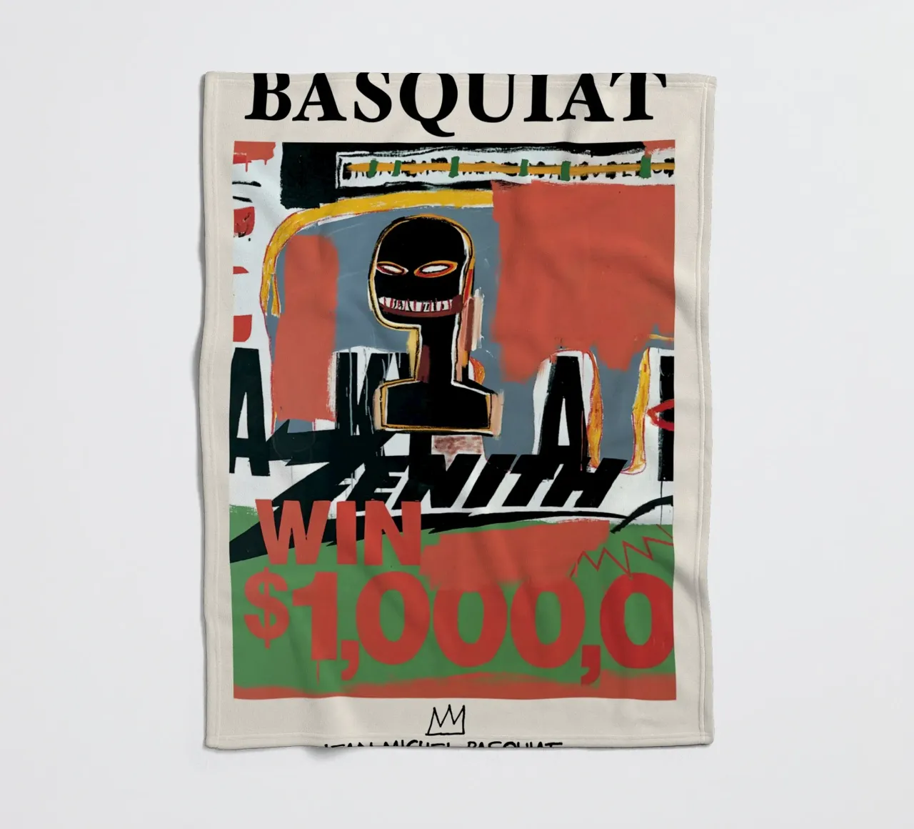 Basquiat "Zenith (Vincere 1000 dollari)" Icona neo-espressionista in grassetto coperta in pile da NorwesClub