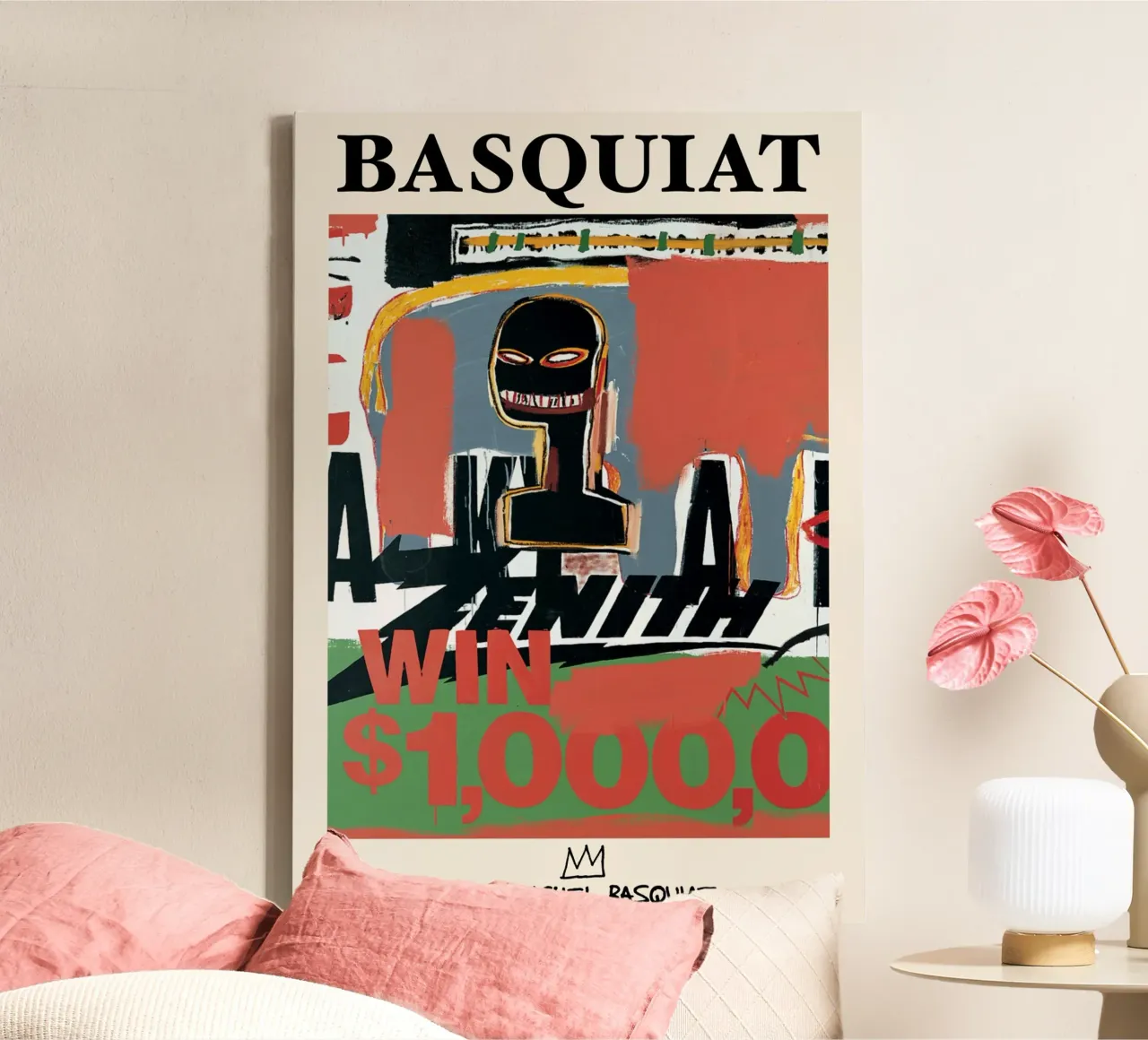 Basquiat "Zenith (Win $1000)" Neo-Expressionist Bold Icon canvas by NorwesClub