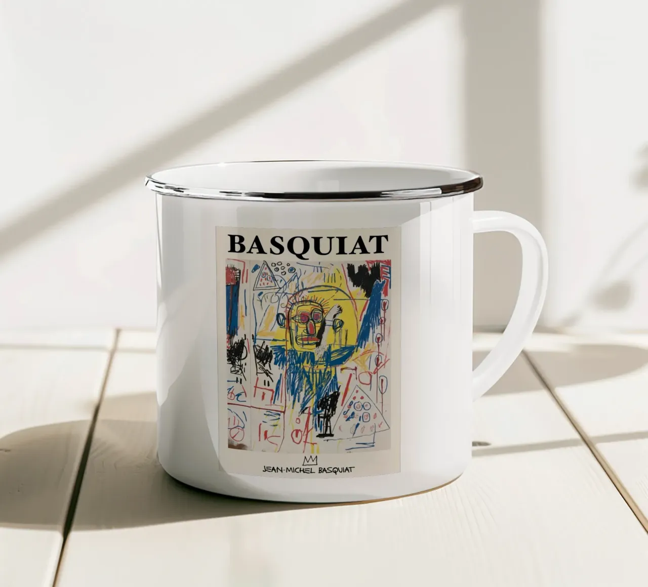 Basquiat "Untitled (Skull Face)" Neo-Expressionist Energy enamel mug by NorwesClub