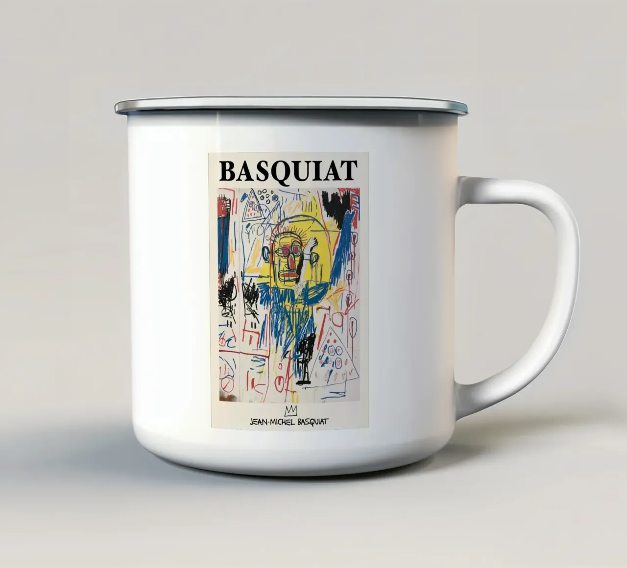 Basquiat "Untitled (Skull Face)" Neo-Expressionist Energy enamel mug by NorwesClub