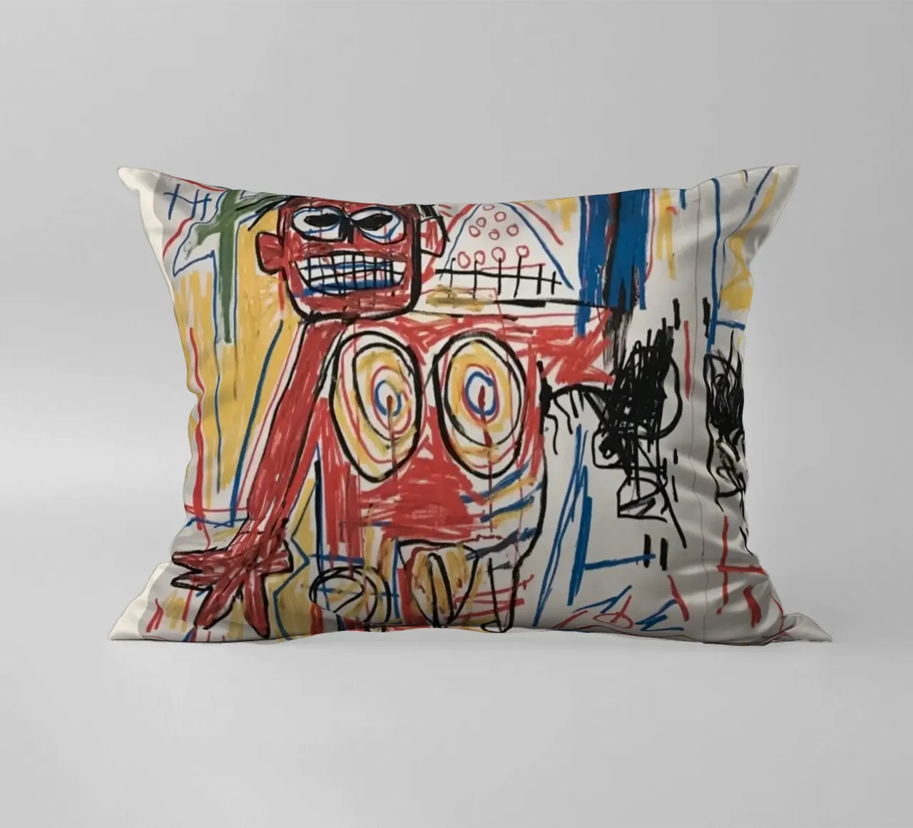 Basquiat "Figura rossa" Icona di potenza cruda neo-espressionista cuscino da NorwesClub