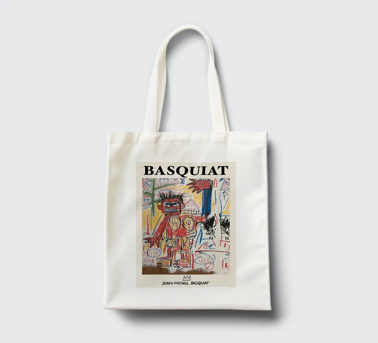 Basquiat "Figura rossa" Icona di potenza cruda neo-espressionista borsa in juta da NorwesClub