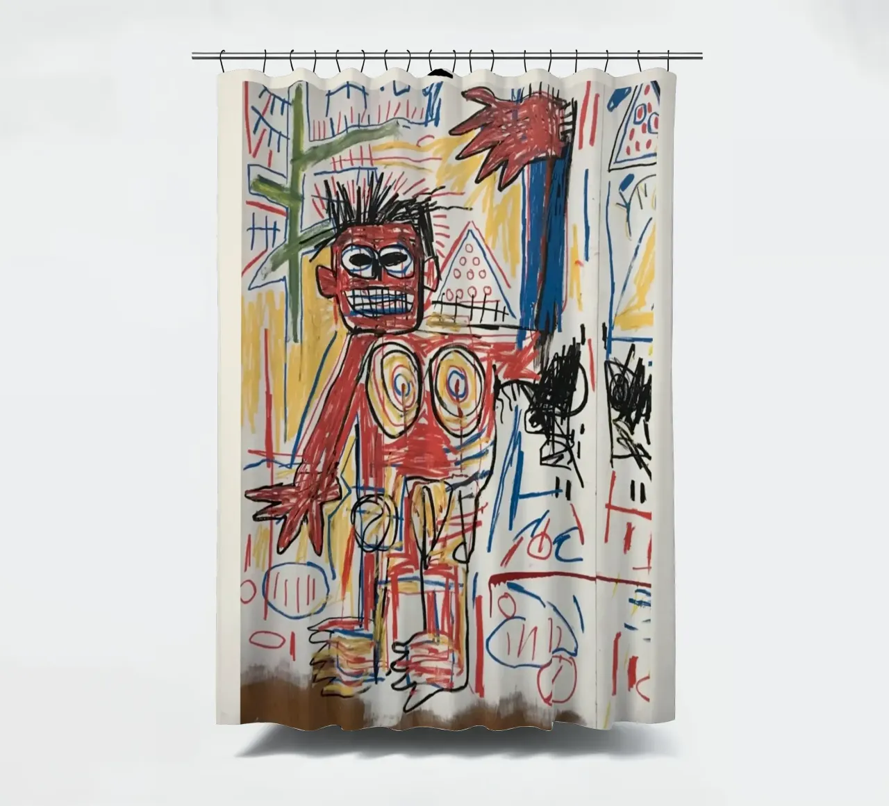 Basquiat "Red Figure" Neo-Expressionist Raw Power Icon shower curtain by NorwesClub