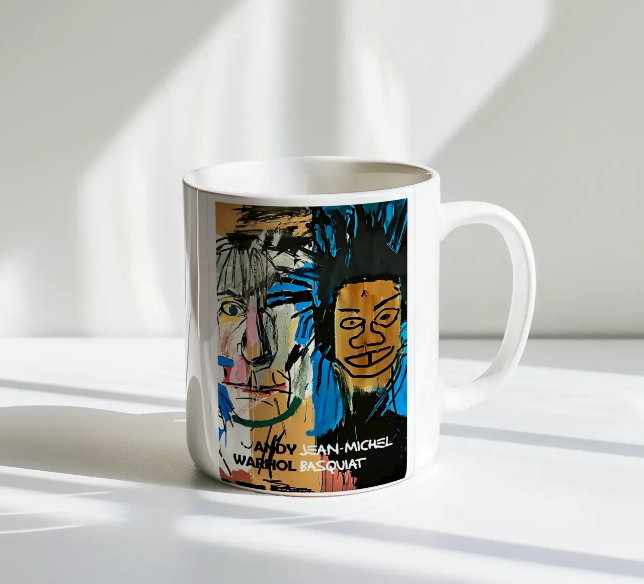 Poster della collaborazione pop art Basquiat Warhol "Dos Cabezas tazza in ceramica da NorwesClub
