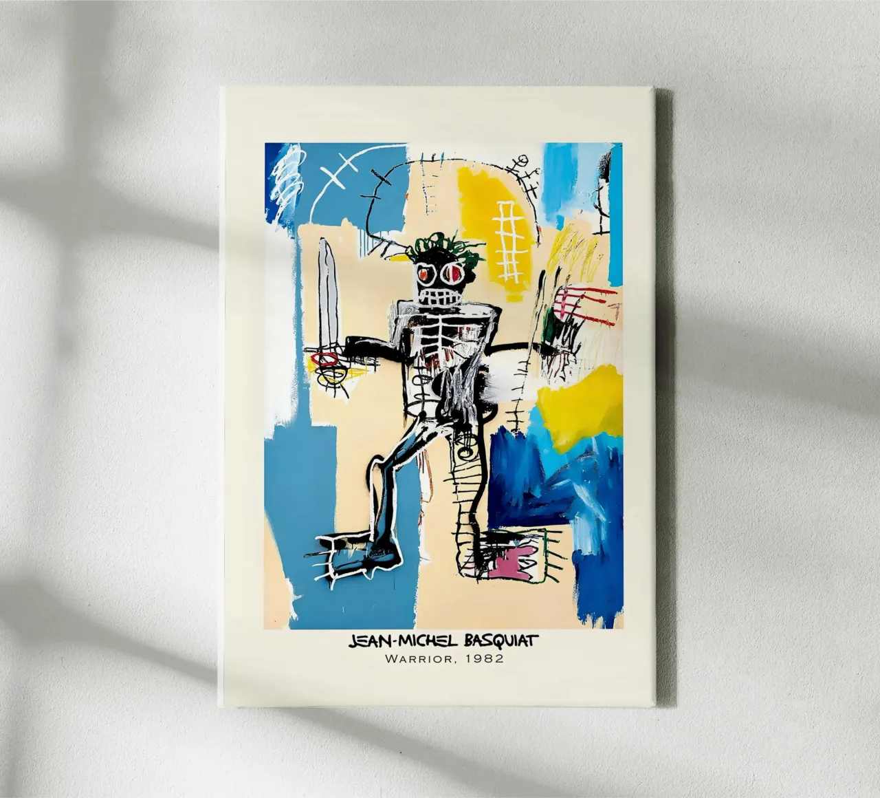 Basquiat "Warrior" Neo-Expressionist Power Icon 1982 canvas with Floater frame by NorwesClub