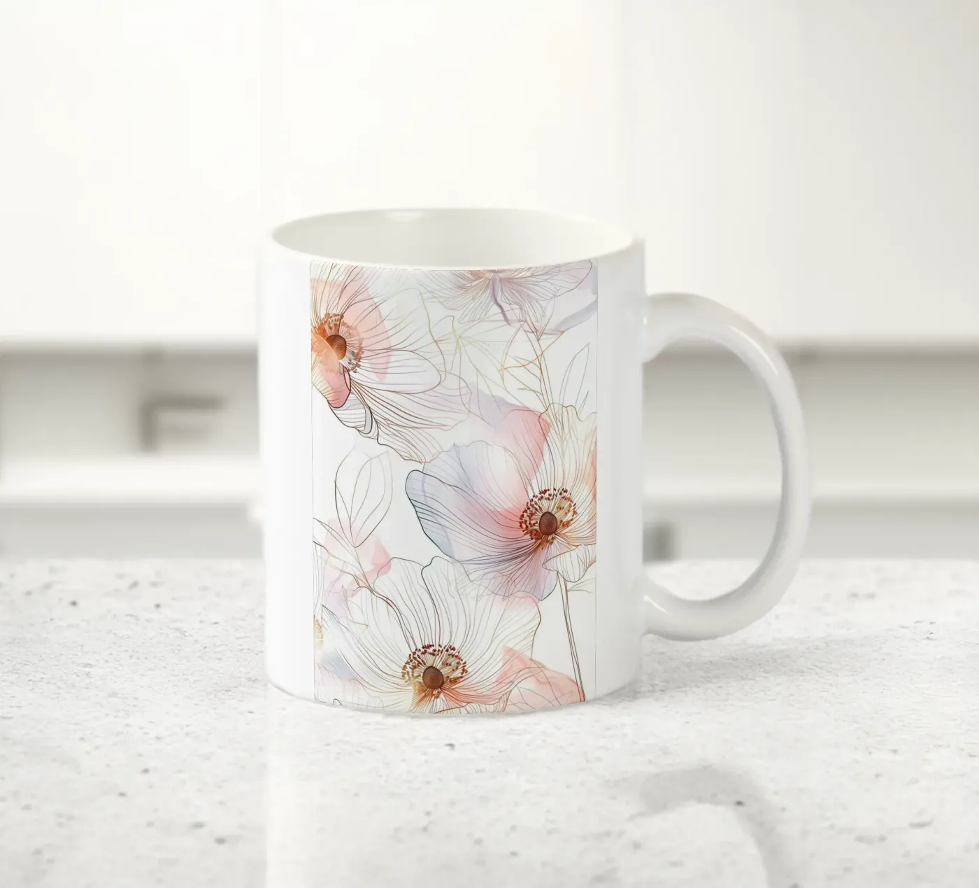 Floral pattern ceramic mug by Justyna Jaszke JBJart