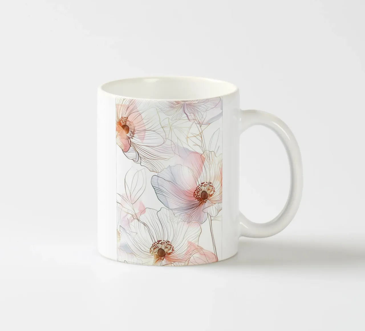 Floral pattern ceramic mug by Justyna Jaszke JBJart