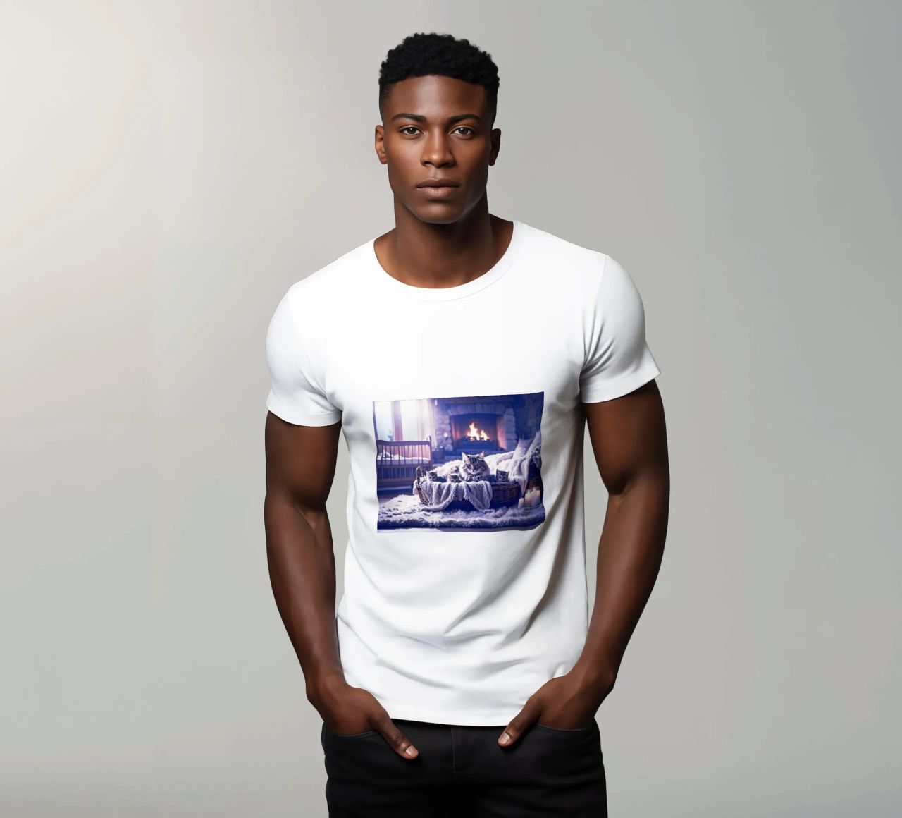 CHATTE ET TROIS CHATONS. Mauve t-shirt da Thierry vobmann photography