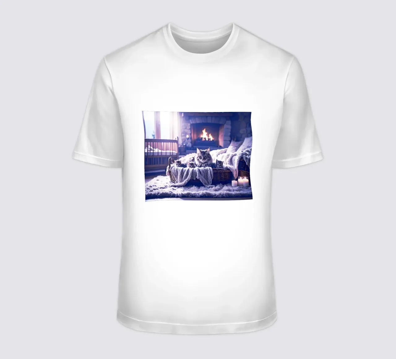 CHATTE ET TROIS CHATONS. Mauve T-Shirt von Thierry vobmann photography