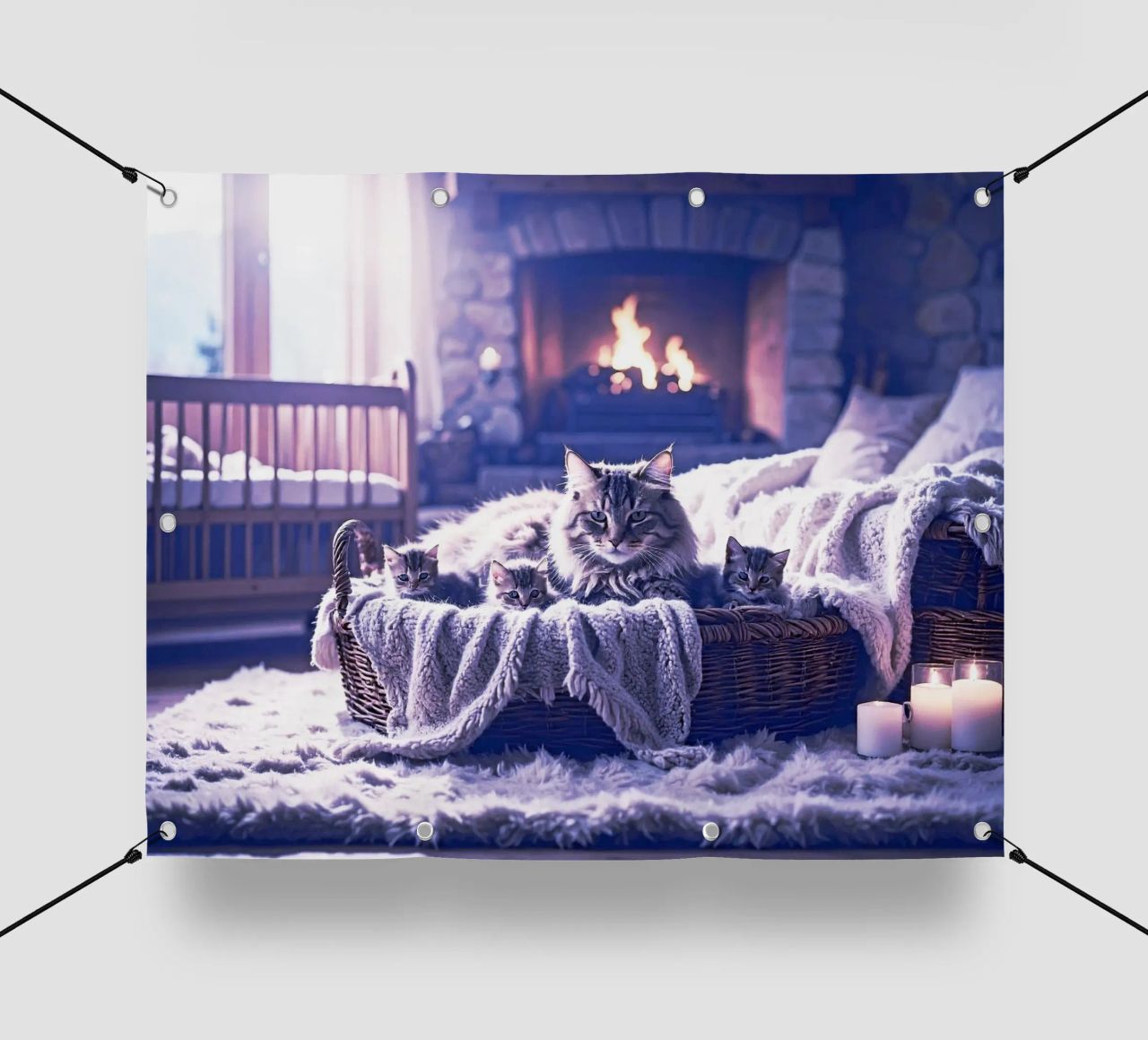 CHATTE ET TROIS CHATONS. Mauve telo in pvc da Thierry vobmann photography