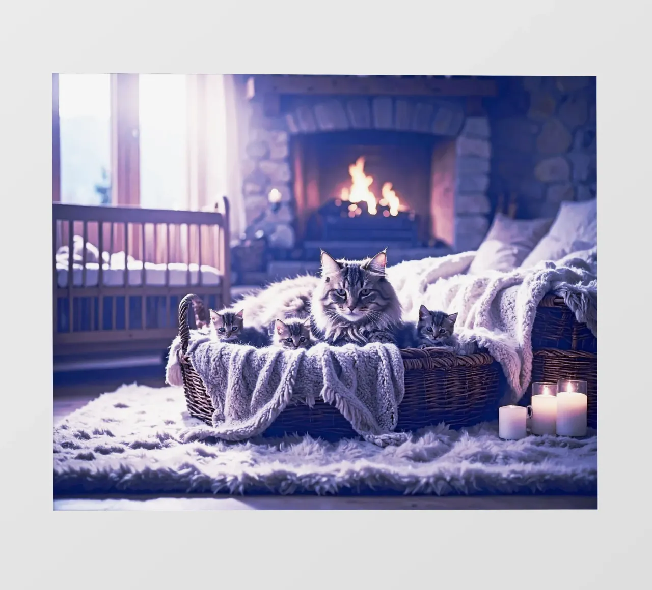 CHATTE ET TROIS CHATONS. Mauve telo in pvc da Thierry vobmann photography