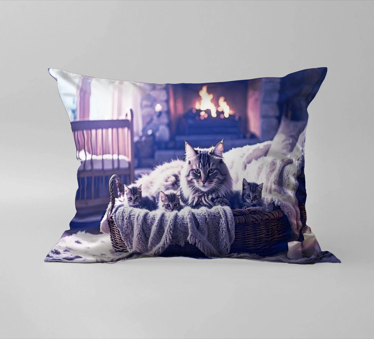 CHATTE ET TROIS CHATONS. Mauve cuscino da Thierry vobmann photography
