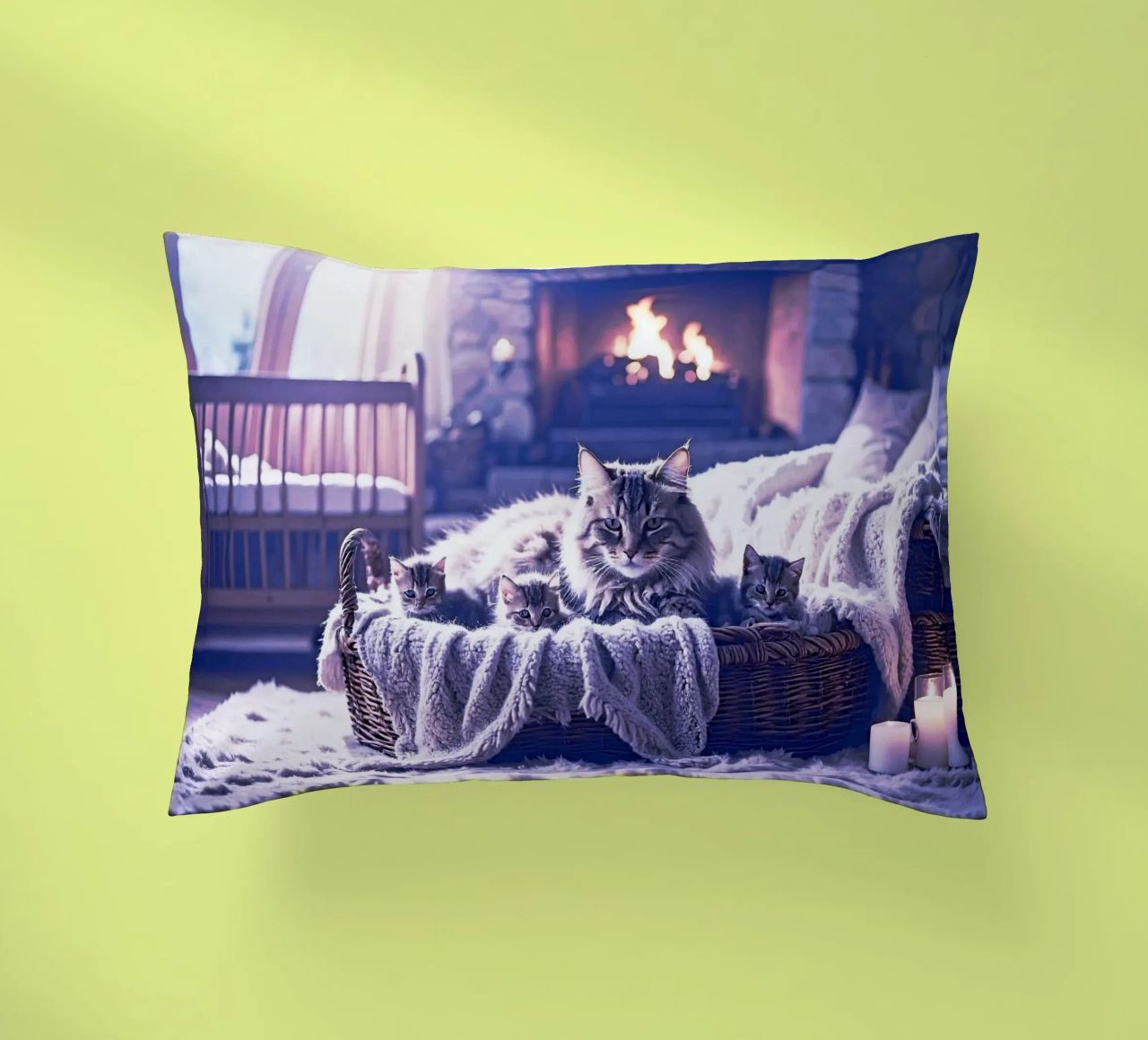 CHATTE ET TROIS CHATONS. Mauve cuscino da Thierry vobmann photography