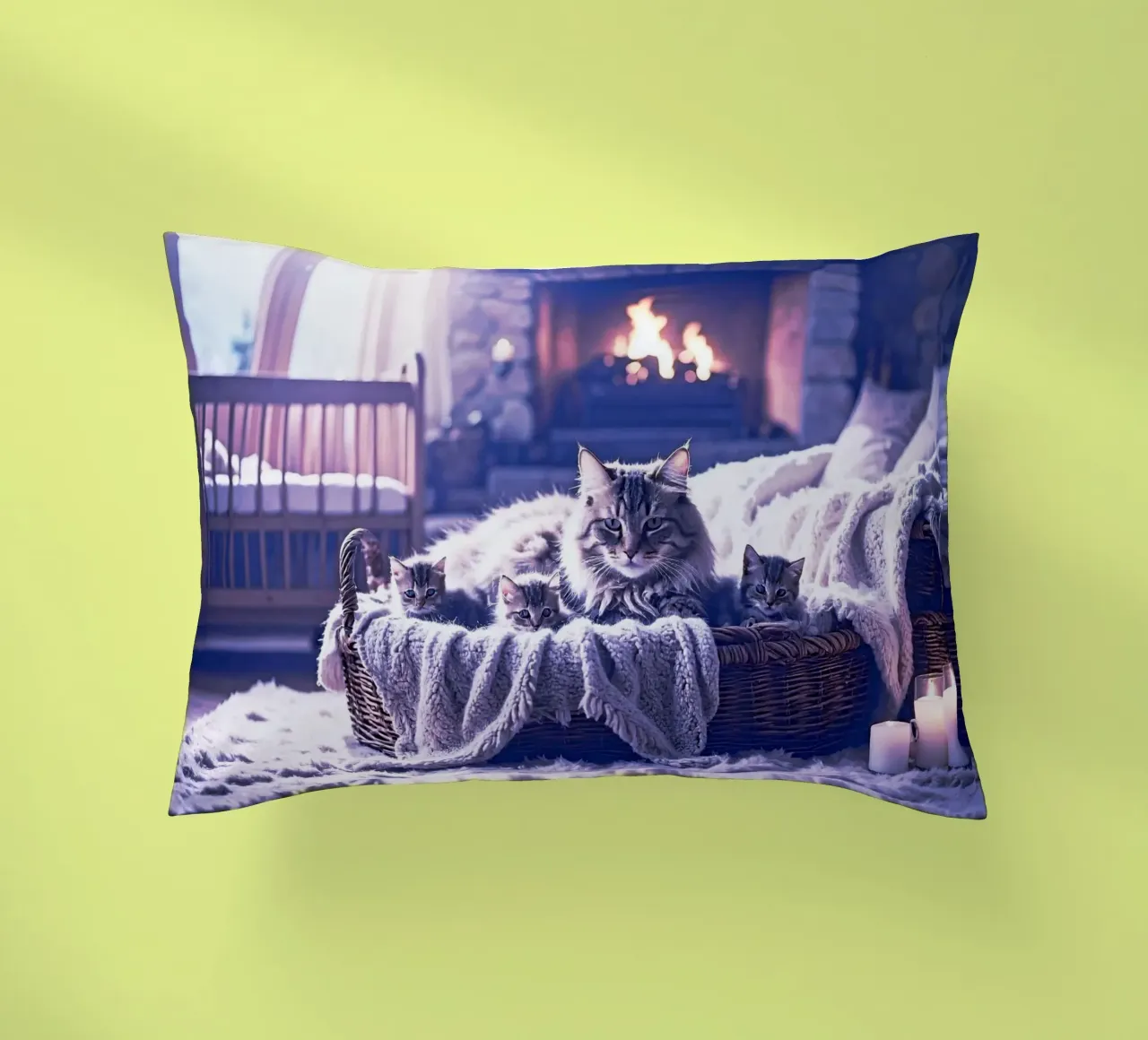 CHATTE ET TROIS CHATONS. Mauve cuscino da Thierry vobmann photography
