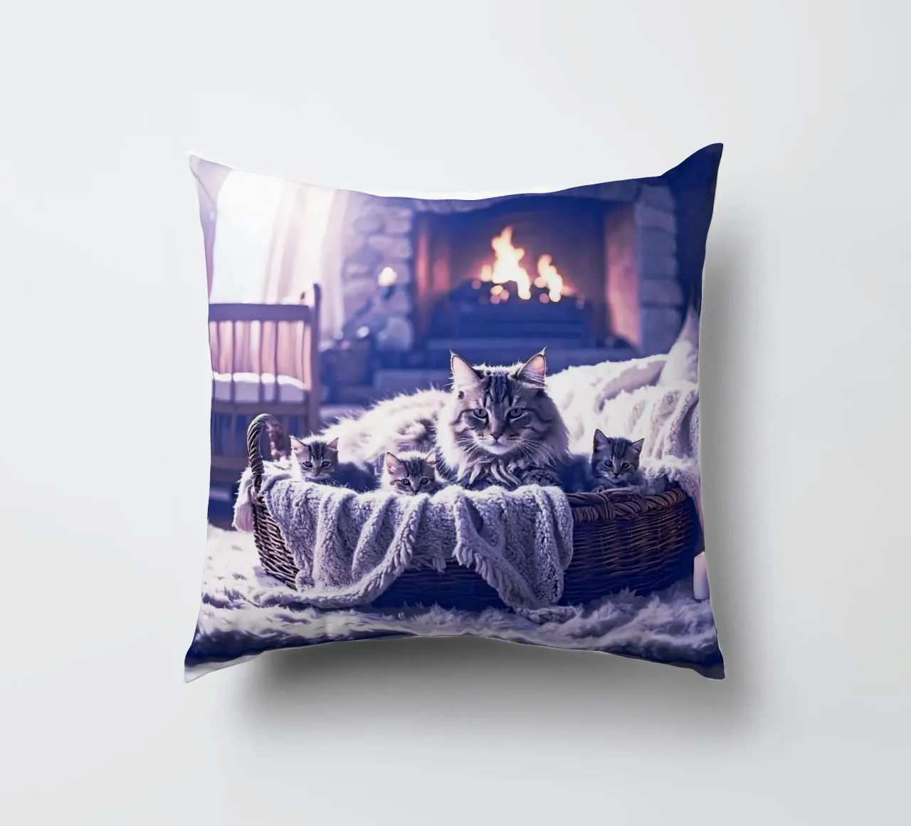 CHATTE ET TROIS CHATONS. Mauve cuscino da Thierry vobmann photography