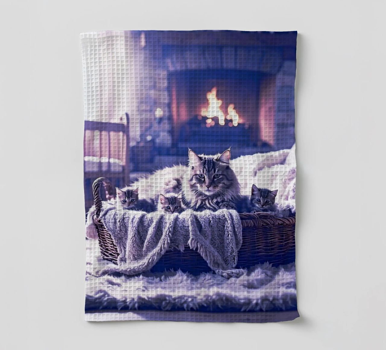 CHATTE ET TROIS CHATONS. Mauve canovaccio da cucina da Thierry vobmann photography