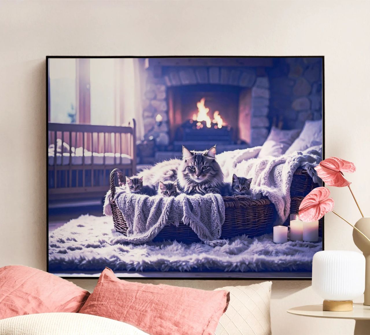 CHATTE ET TROIS CHATONS. Mauve plexiglass da Thierry vobmann photography