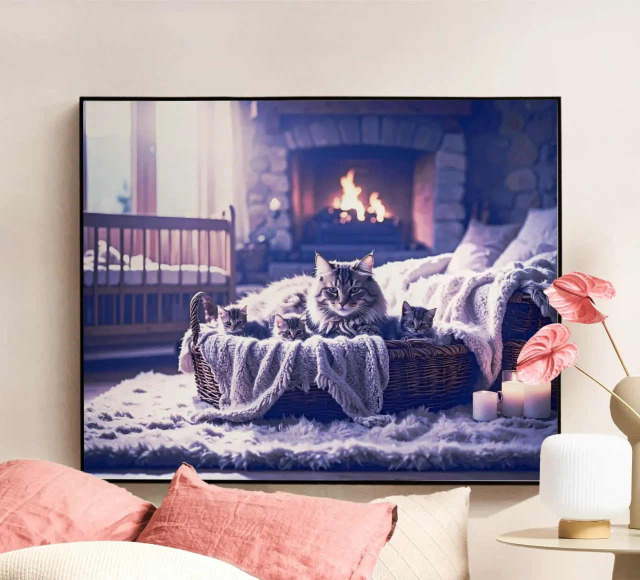 CHATTE ET TROIS CHATONS. Mauve plexiglass da Thierry vobmann photography