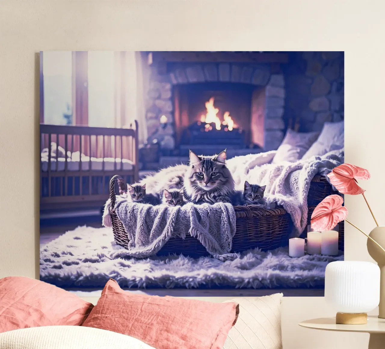 CHATTE ET TROIS CHATONS. Mauve plexiglass da Thierry vobmann photography