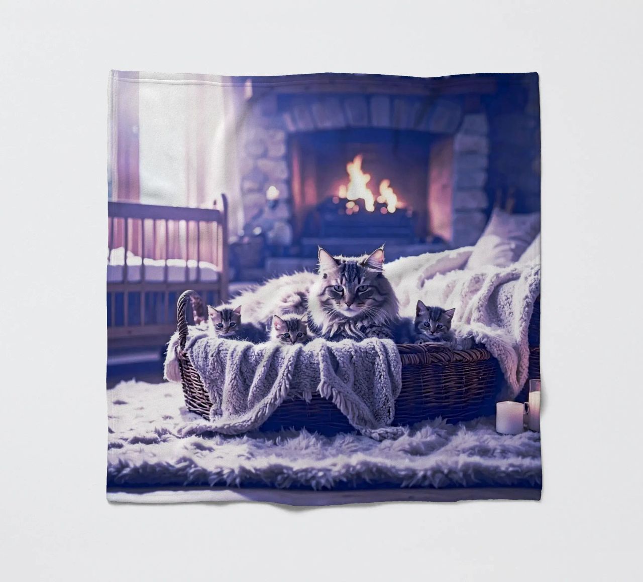 CHATTE ET TROIS CHATONS. Mauve coperta in pile da Thierry vobmann photography