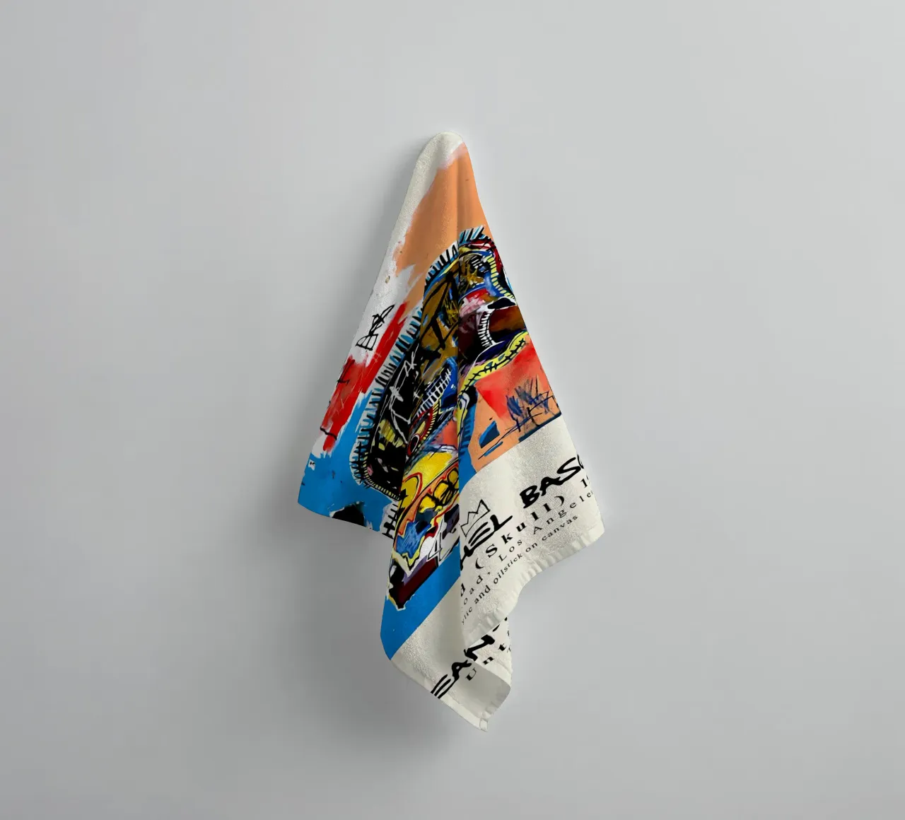 Basquiat "Senza titolo (Teschio)" Neo-espressionismo di potenza grezza 1981 asciugamano da bagno da NorwesClub