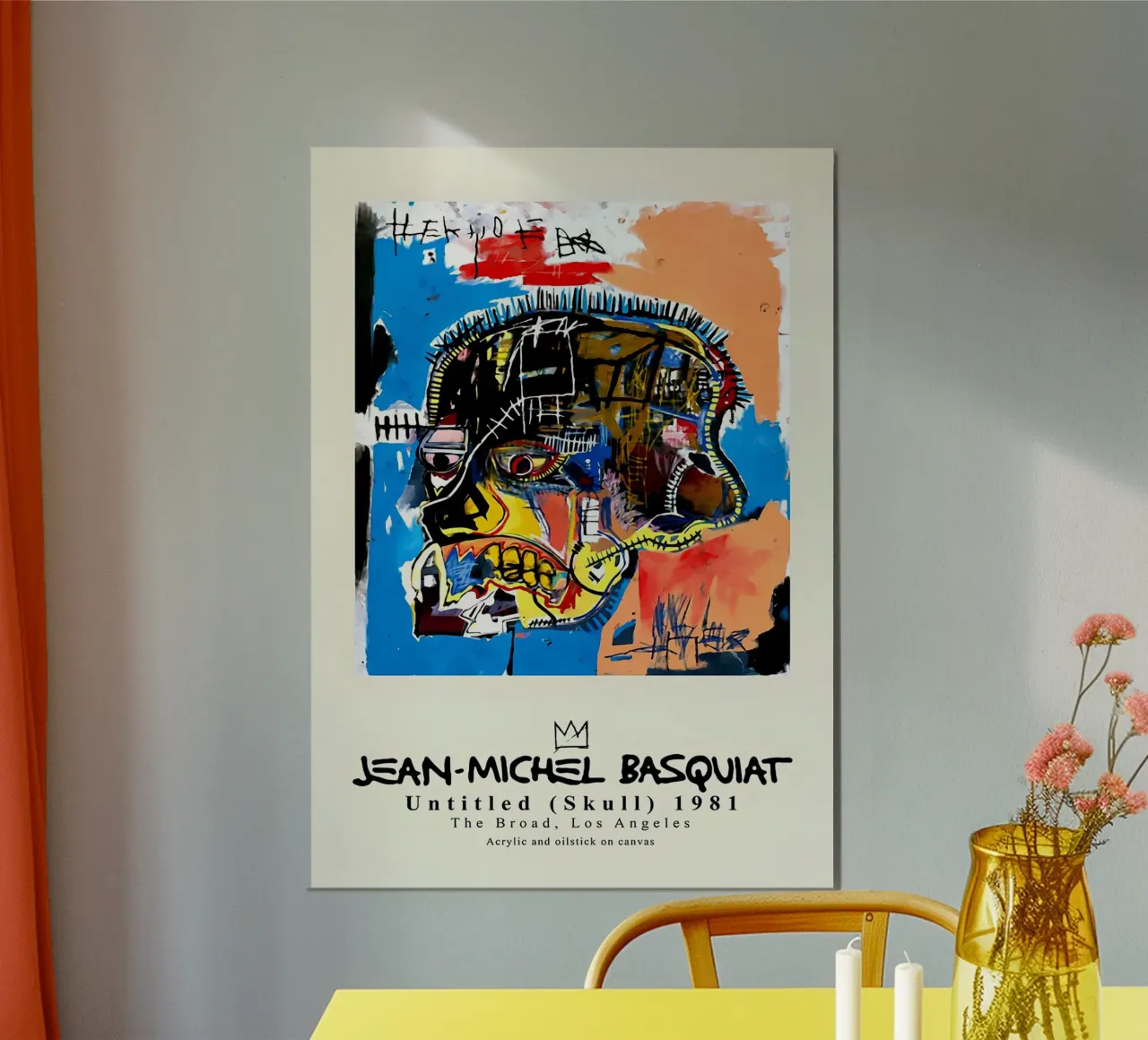 Basquiat "Senza titolo (Teschio)" Neo-espressionismo di potenza grezza 1981 poster con telaio in legno da NorwesClub