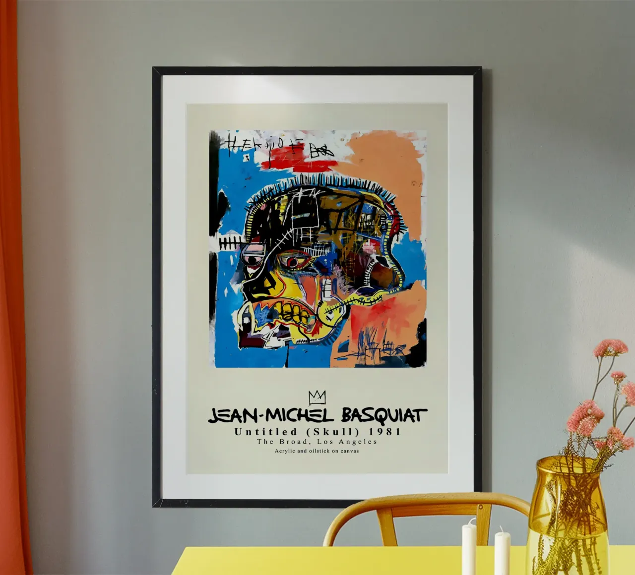 Basquiat "Senza titolo (Teschio)" Neo-espressionismo di potenza grezza 1981 poster con telaio in legno da NorwesClub