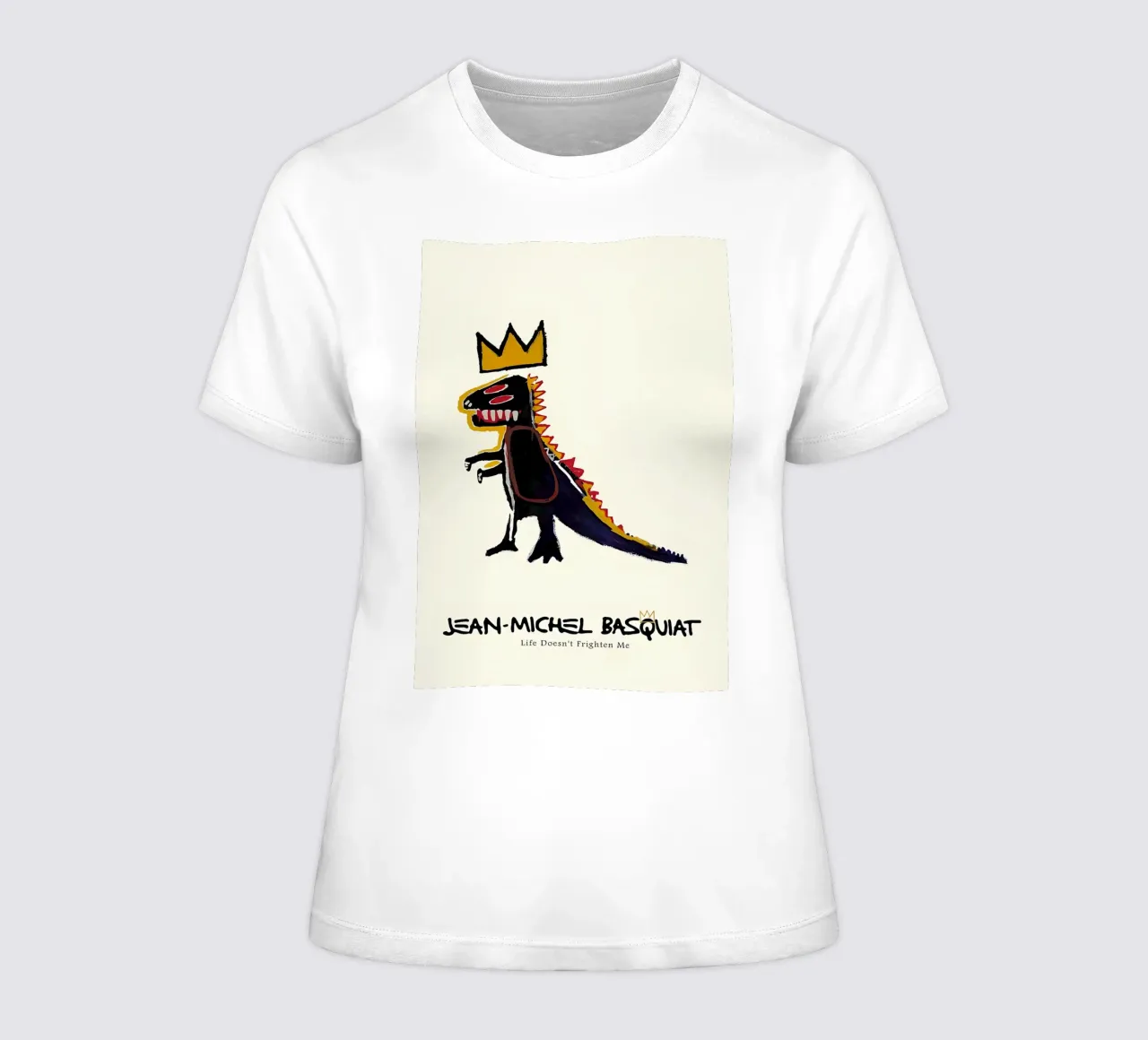 Basquiat "Pez Dispenser" Crowned Dino Pop Art Icon women's fitted t-shirt by NorwesClub