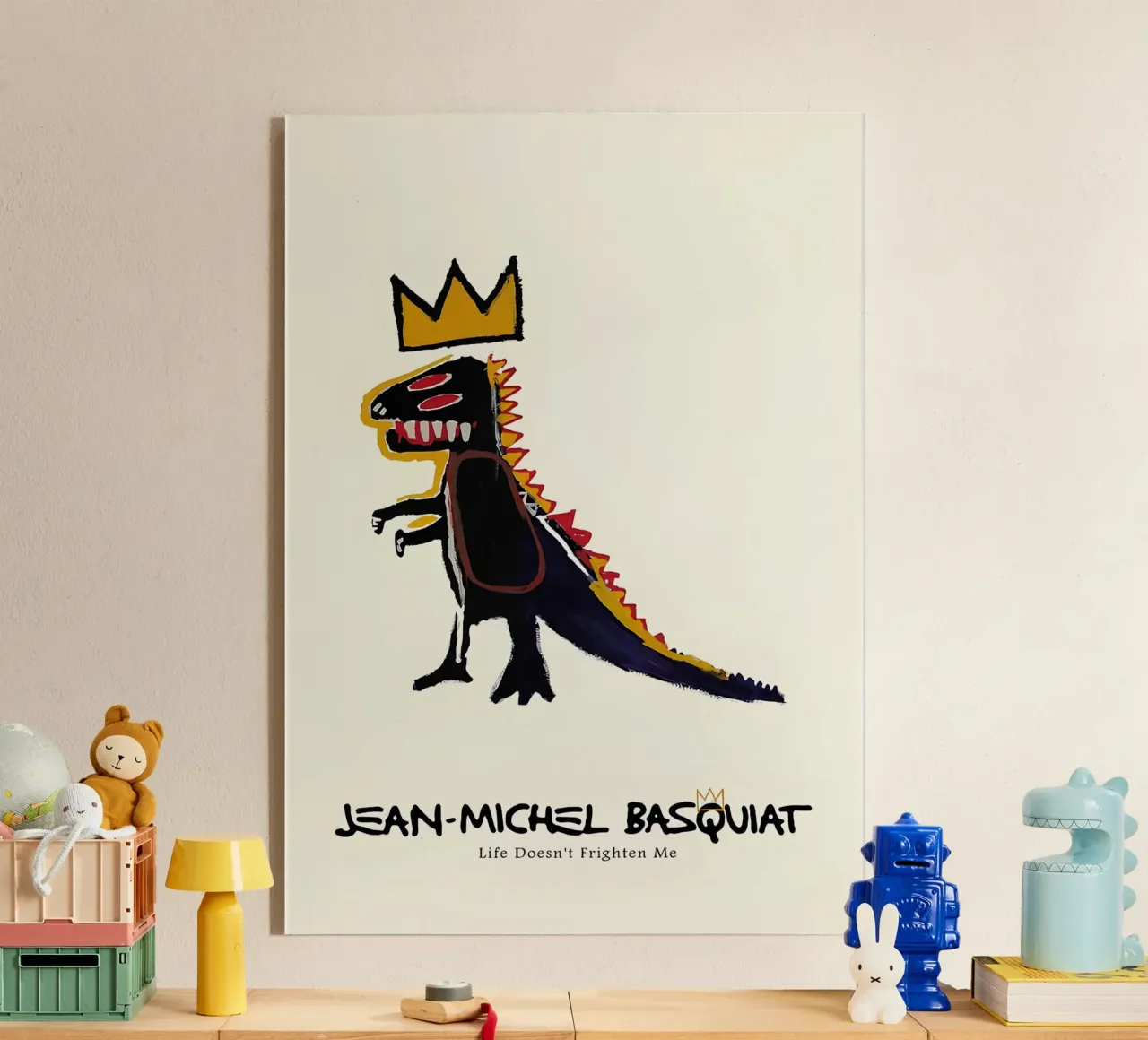 Icona pop di Basquiat "Pez Dispenser" con corona di Dino plexiglass da NorwesClub