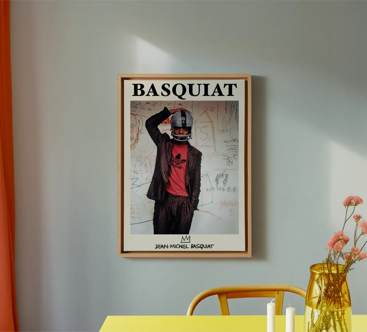 Basquiat "Casco da calcio", ritratto iconico della Pop Art tela con Cornice a cassetta da NorwesClub