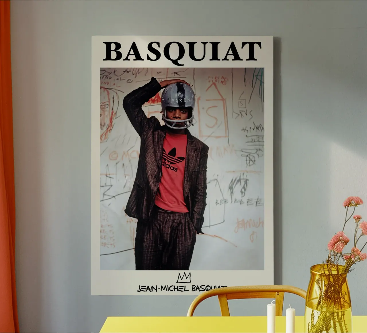 Basquiat "Casco da calcio", ritratto iconico della Pop Art tela con Cornice a cassetta da NorwesClub