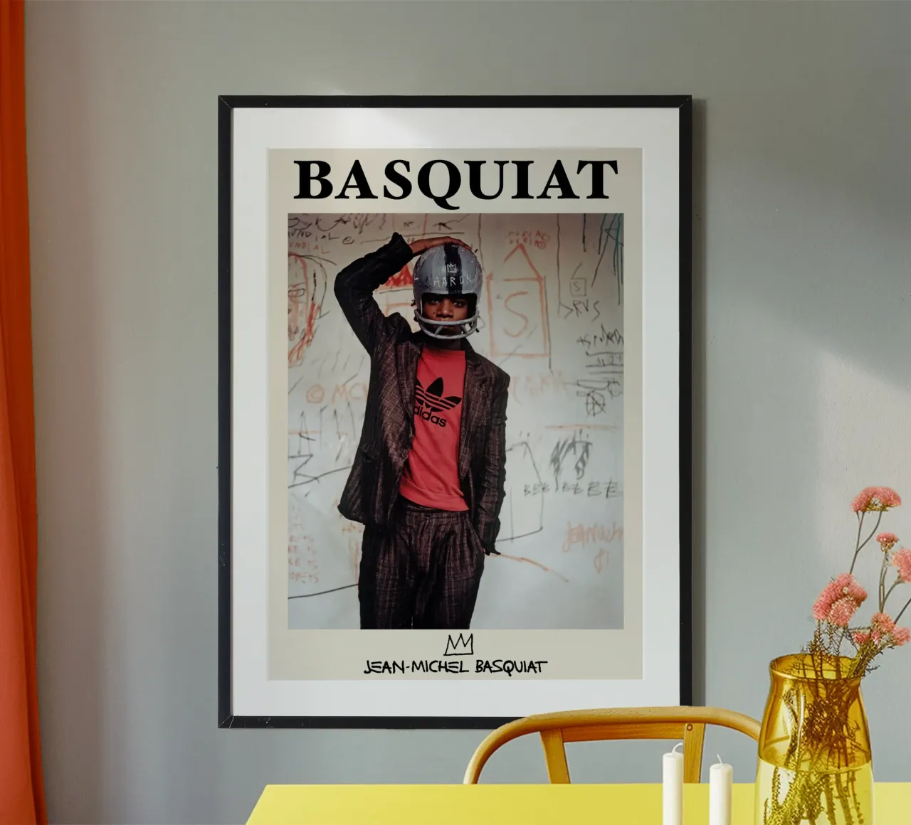 Basquiat "Casco da calcio", ritratto iconico della Pop Art poster con telaio in legno da NorwesClub