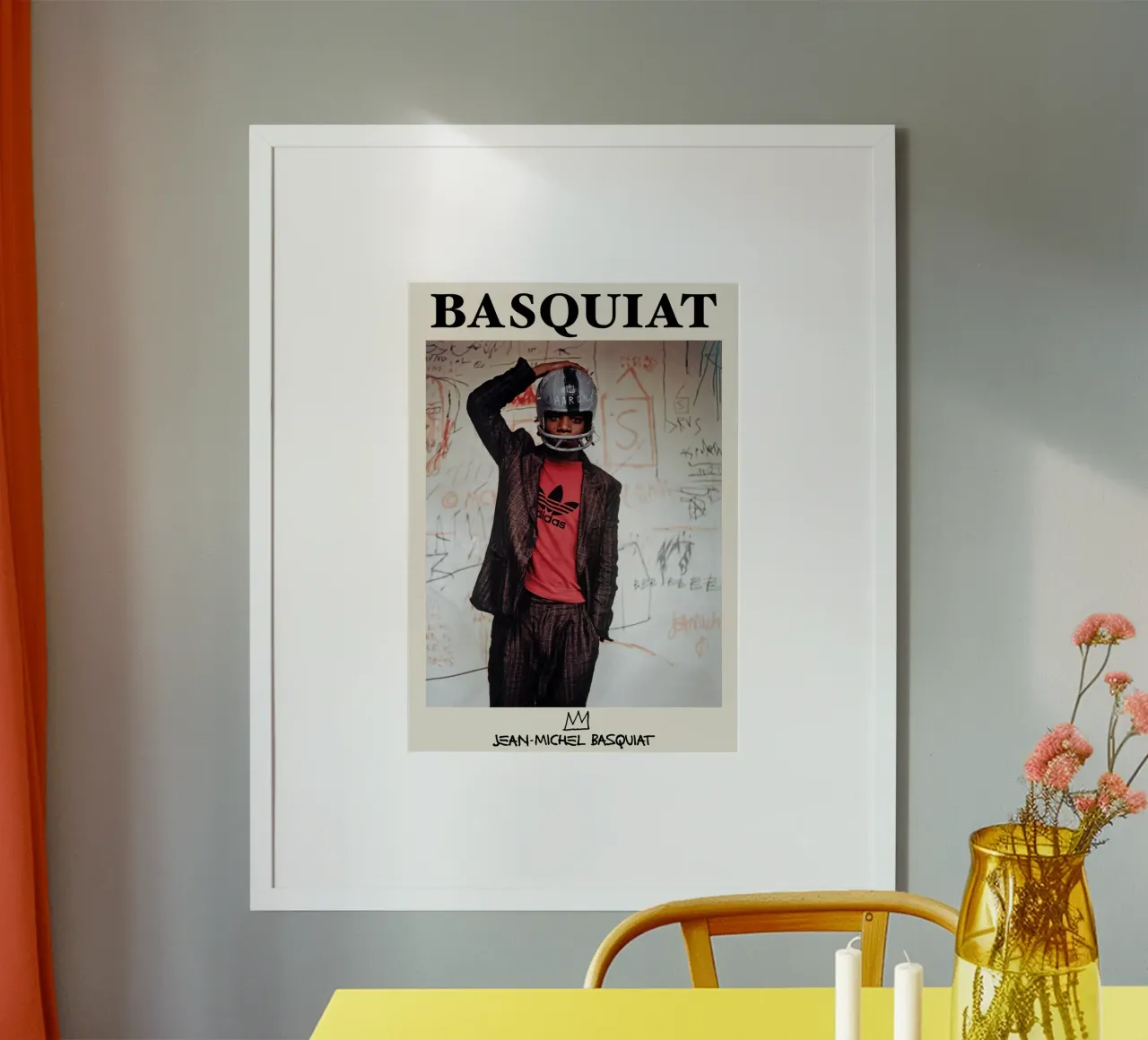 Basquiat "Casco da calcio", ritratto iconico della Pop Art poster con telaio in legno da NorwesClub