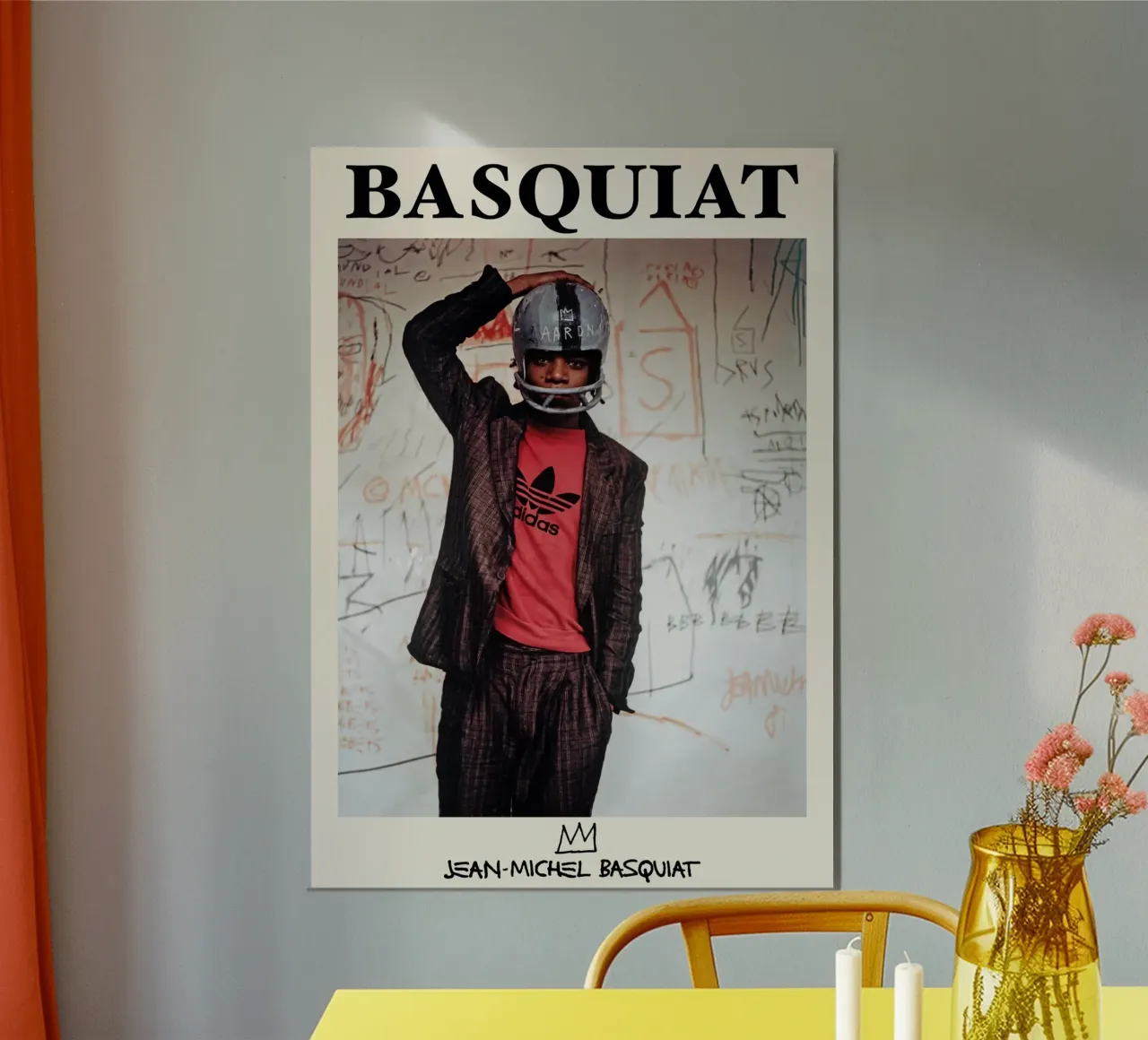 Basquiat "Casco da calcio", ritratto iconico della Pop Art poster con telaio in legno da NorwesClub