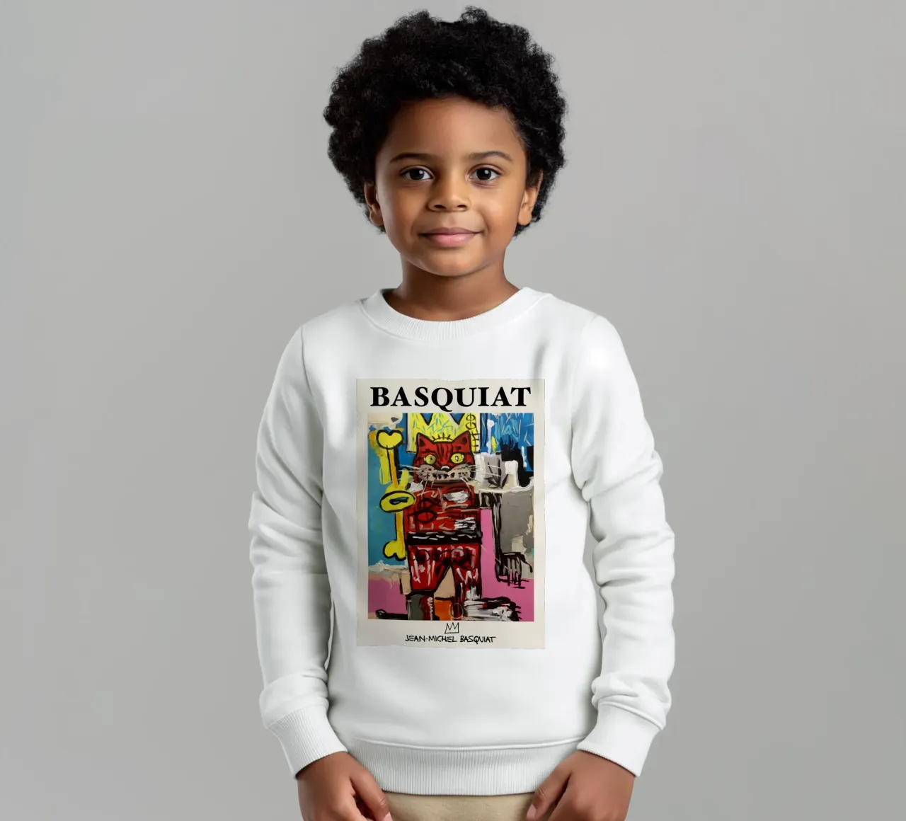 Basquiat "Gatto" Neo-espressionista Incoronato Felino Pop Art felpa bambino da NorwesClub