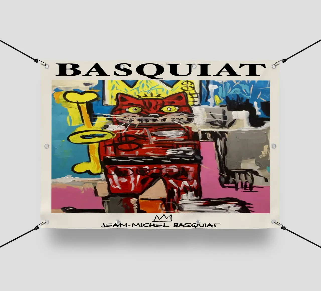 Basquiat "Gatto" Neo-espressionista Incoronato Felino Pop Art telo in pvc da NorwesClub