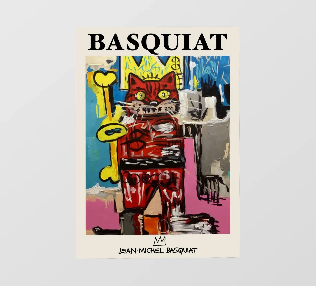 Basquiat "Gatto" Neo-espressionista Incoronato Felino Pop Art telo in pvc da NorwesClub