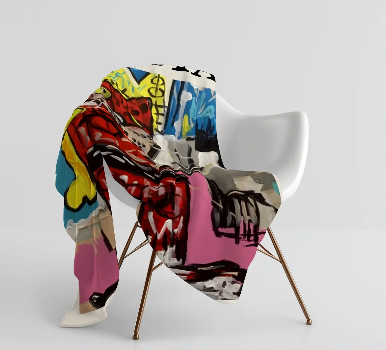 Basquiat "Gatto" Neo-espressionista Incoronato Felino Pop Art coperta in pile da NorwesClub