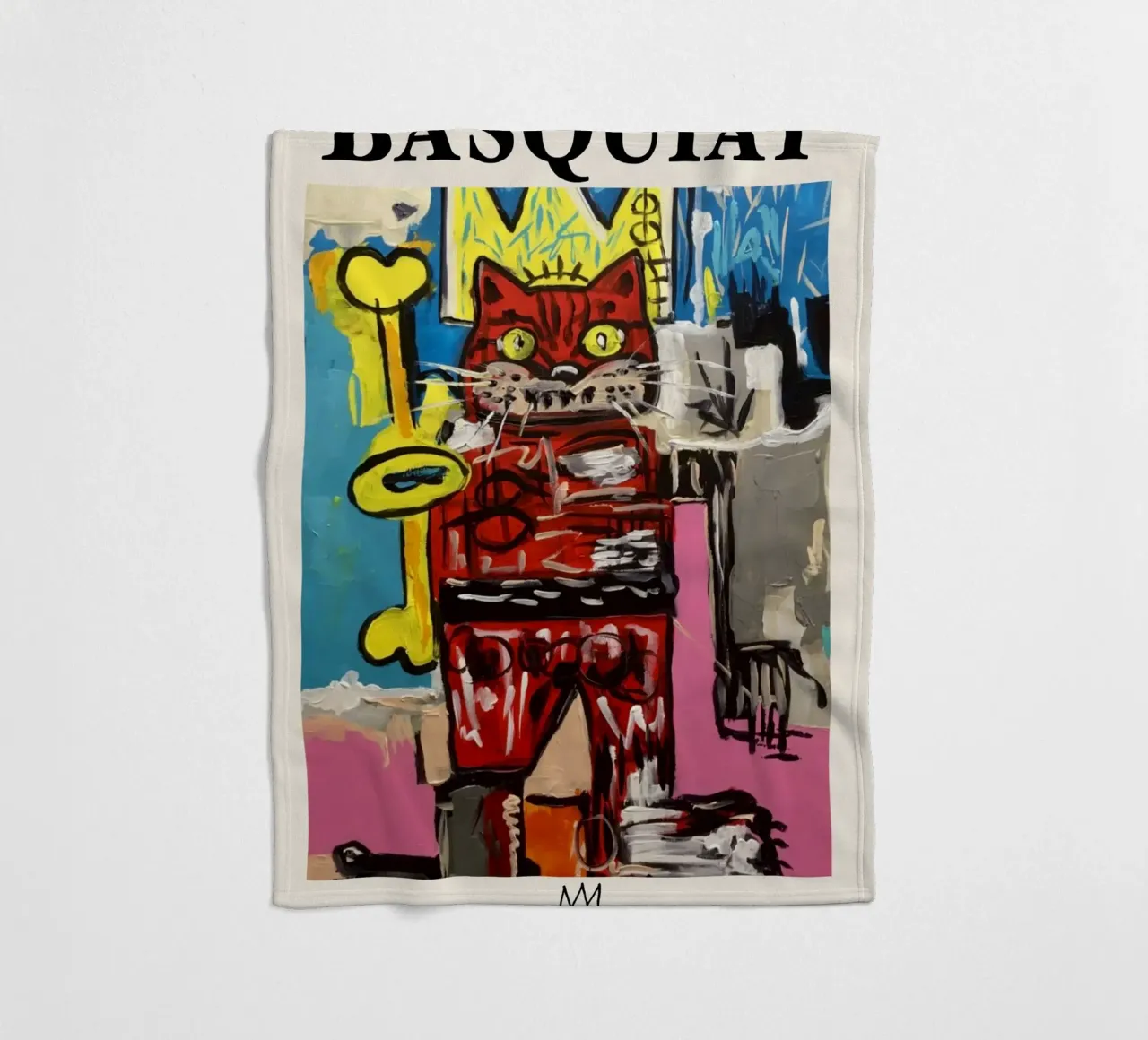 Basquiat "Gatto" Neo-espressionista Incoronato Felino Pop Art coperta in pile da NorwesClub
