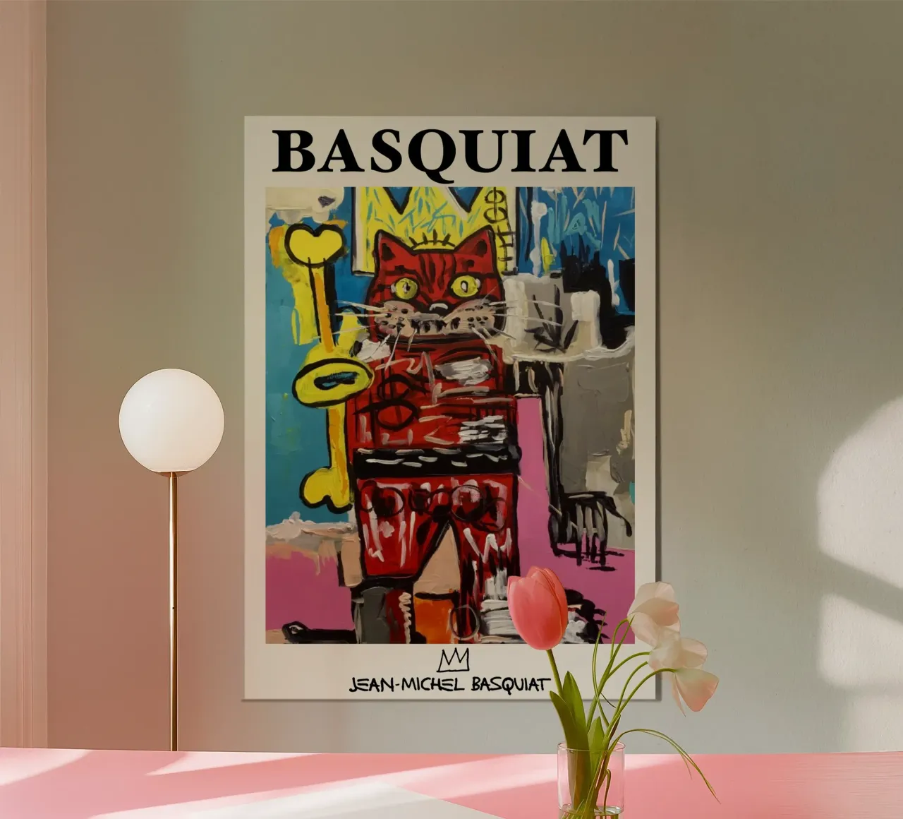 Basquiat "Gatto" Neo-espressionista Incoronato Felino Pop Art alluminio dibond da NorwesClub