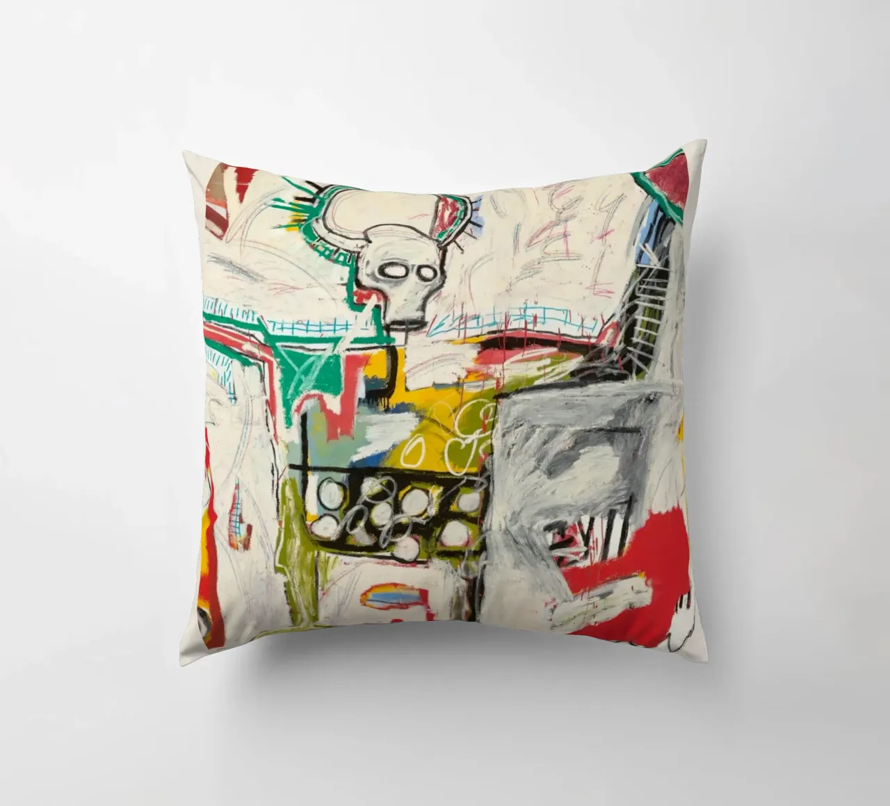 Basquiat "Senza titolo (Cane col teschio)" Potenza cruda neo-espressionista cuscino da NorwesClub