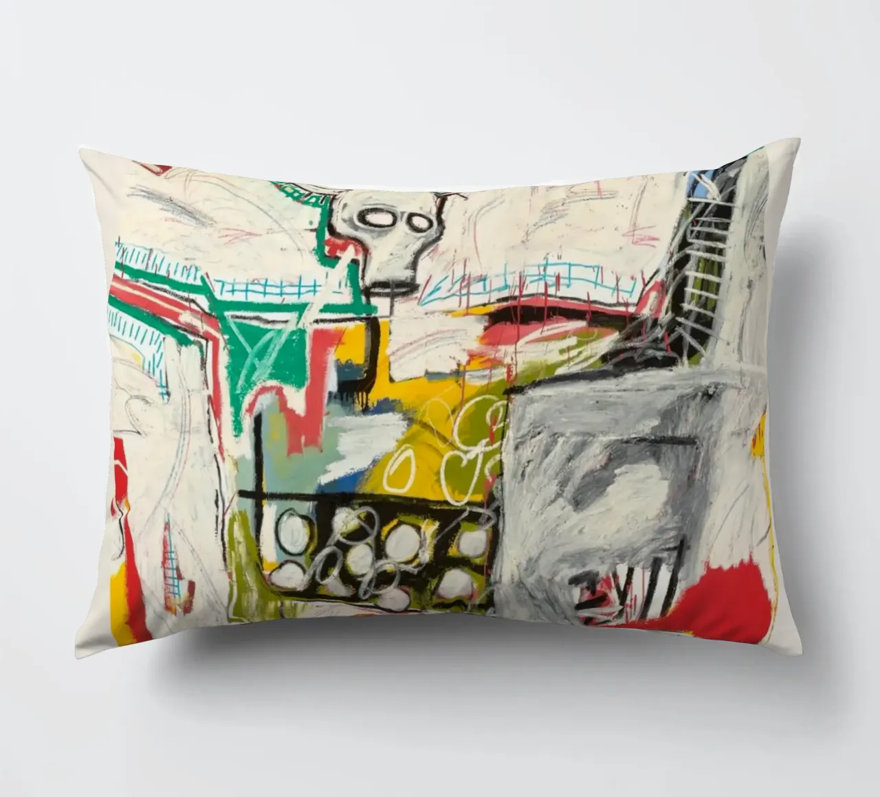 Basquiat "Senza titolo (Cane col teschio)" Potenza cruda neo-espressionista cuscino da NorwesClub