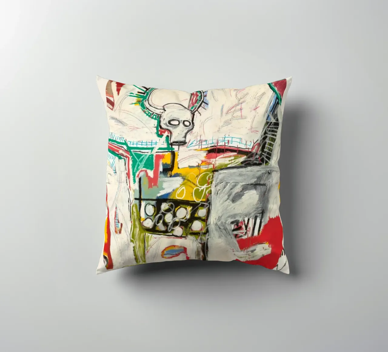 Basquiat "Senza titolo (Cane col teschio)" Potenza cruda neo-espressionista cuscino da NorwesClub
