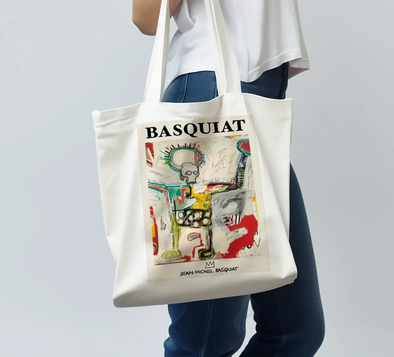 Basquiat "Senza titolo (Cane col teschio)" Potenza cruda neo-espressionista borsa in juta da NorwesClub