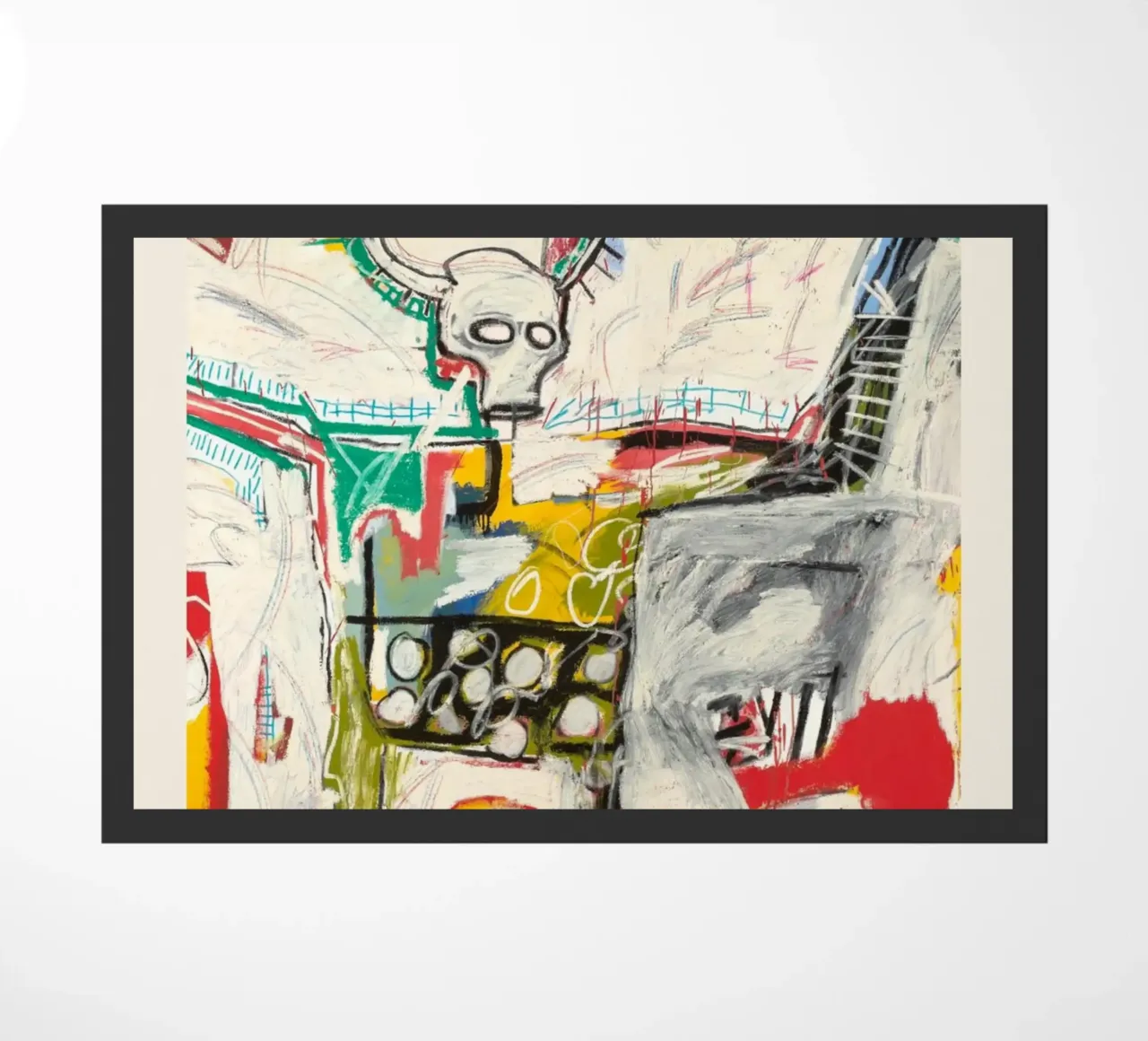 Basquiat "Senza titolo (Cane col teschio)" Potenza cruda neo-espressionista zerbino da NorwesClub